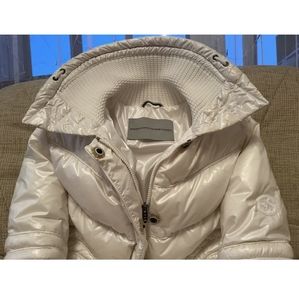 ERMANNO SCERVINO REAL DOWN JACKET size 44 UK S IN WHITE PEARL WITH CHUNKY KNIT